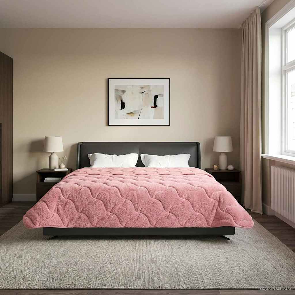 Winterbettdecke Rosa 200 x 240 cm Mikrofaser und Teddy-Fleece