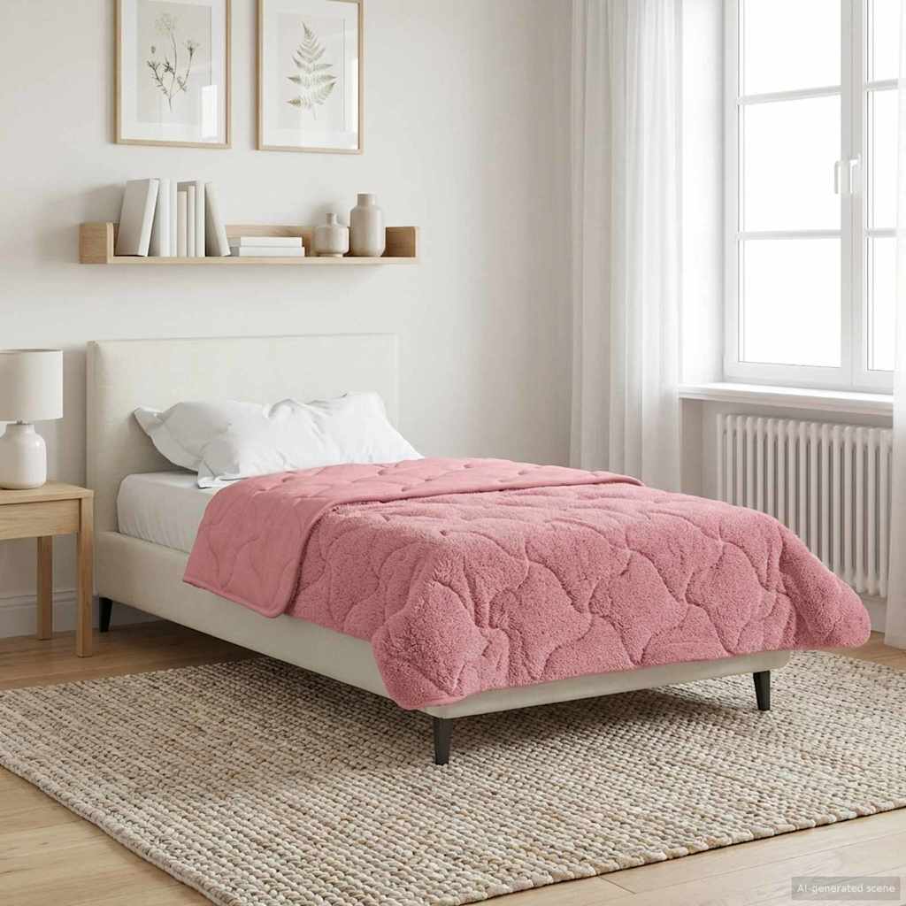 Winterbettdecke Rosa 155 x 220 cm Mikrofaser und Teddy-Fleece