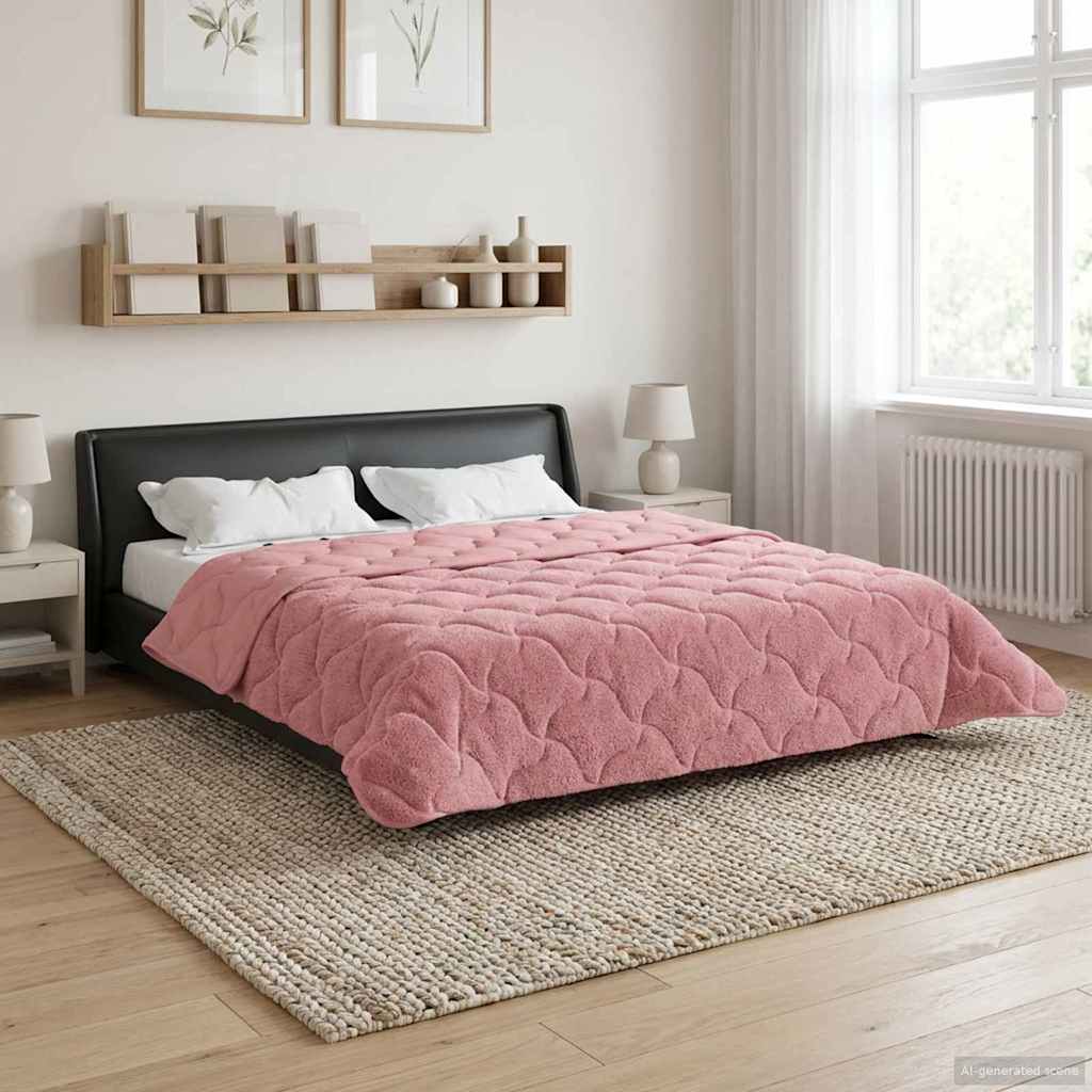 Winterbettdecke Rosa 200 x 220 cm Mikrofaser und Teddy-Fleece