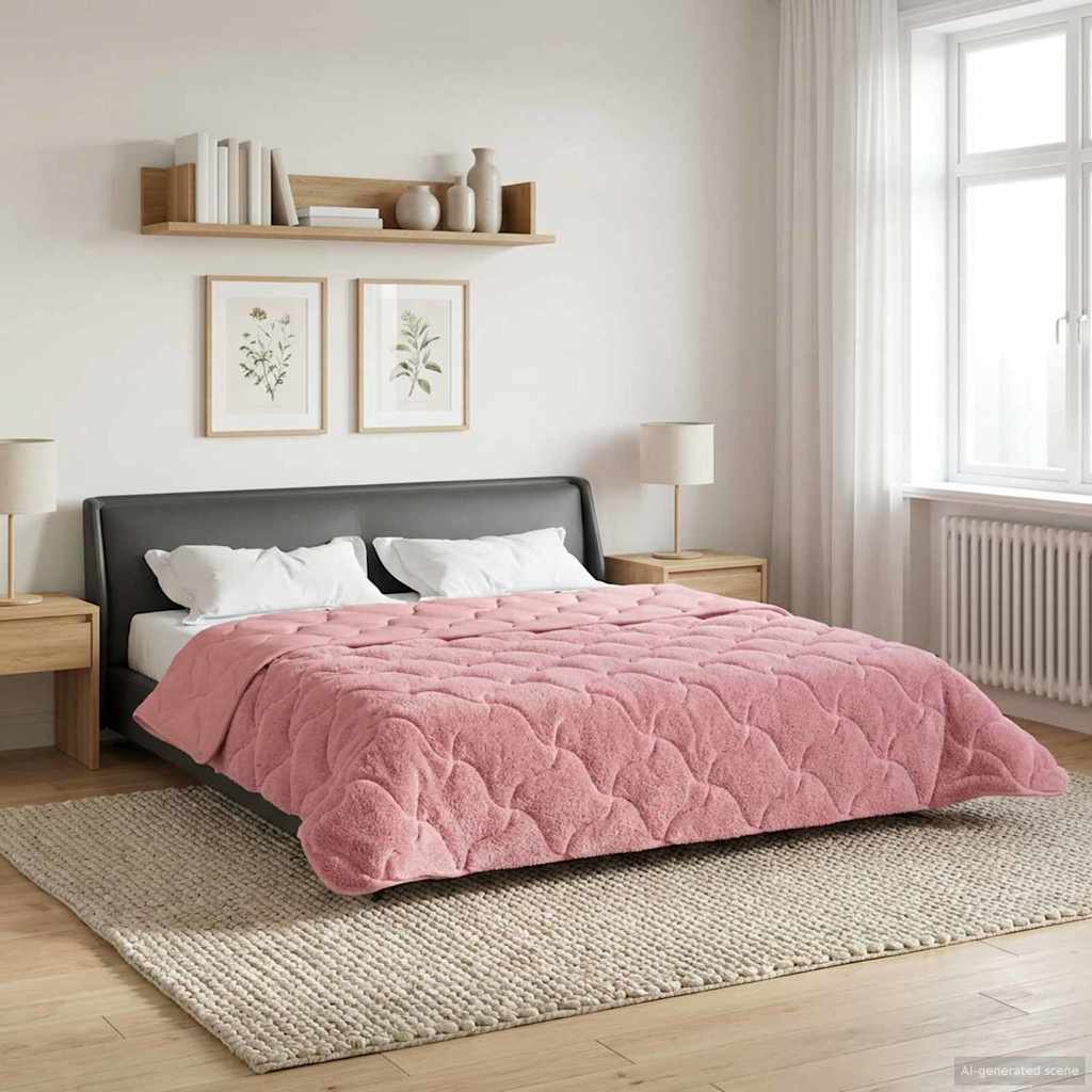 Winterbettdecke Rosa 240 x 260 cm Mikrofaser und Teddy-Fleece