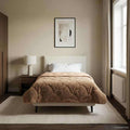 Winterbettdecke Taupe 135 x 200 cm Mikrofaser und Teddy-Fleece