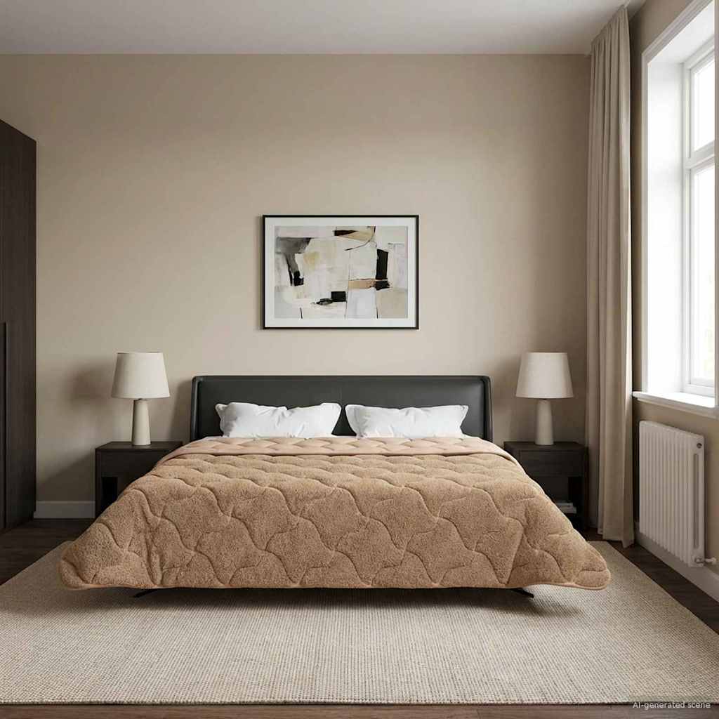 Winterbettdecke Taupe 200 x 220 cm Mikrofaser und Teddy-Fleece