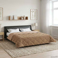 Winterbettdecke Taupe 220 x 260 cm Mikrofaser und Teddy-Fleece