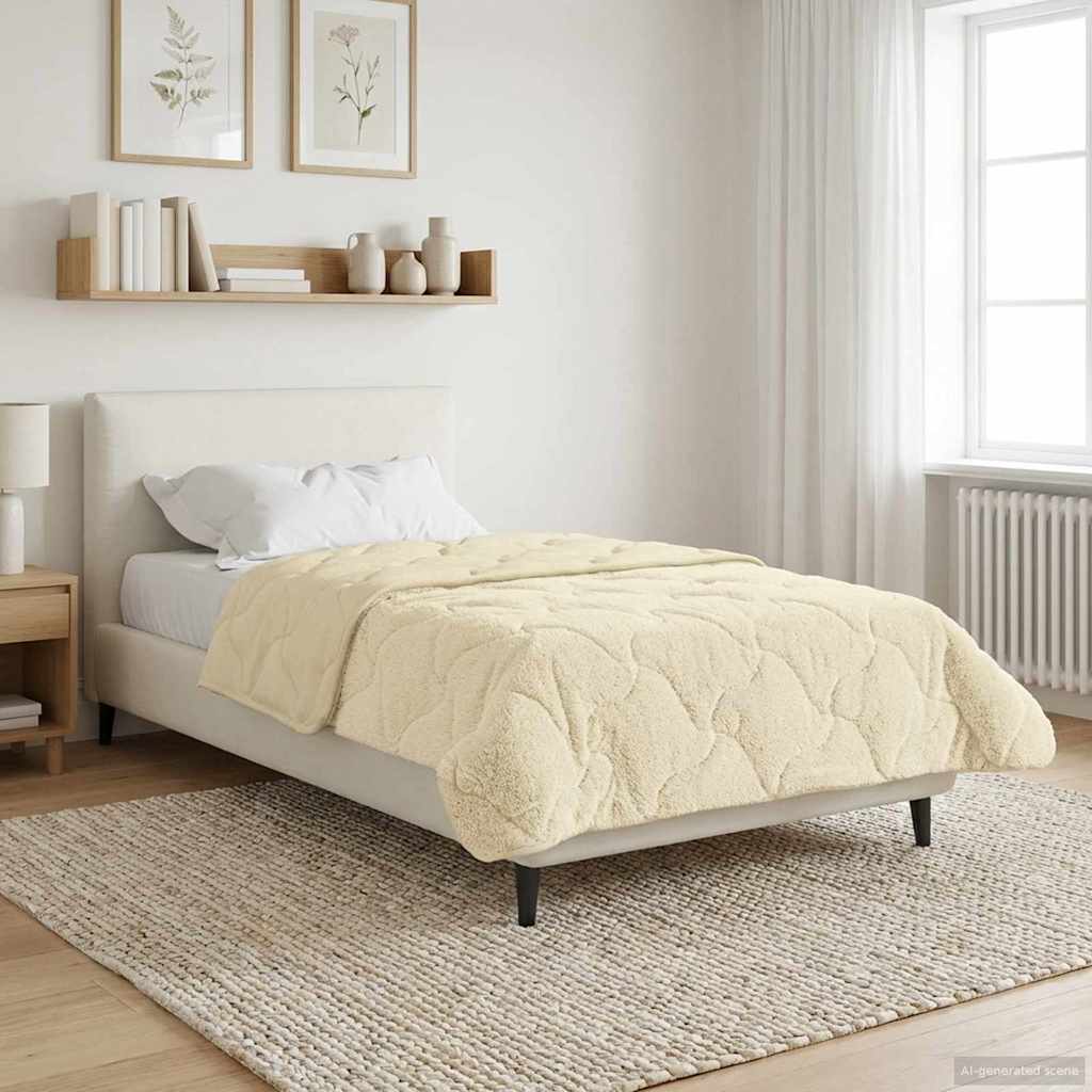 Winterbettdecke Creme 135 x 200 cm Mikrofaser und Teddy-Fleece