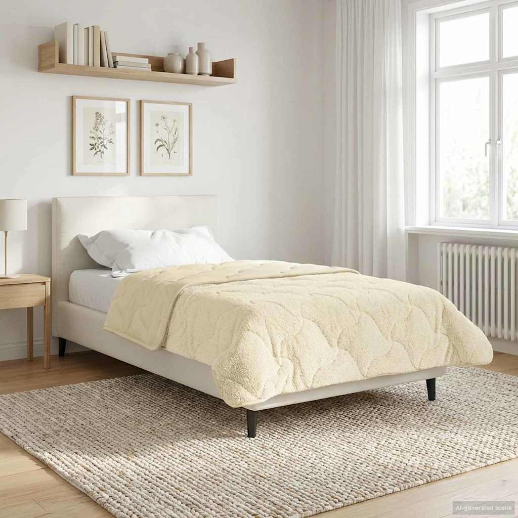 Winterbettdecke Creme 140 x 200 cm Mikrofaser und Teddy-Fleece