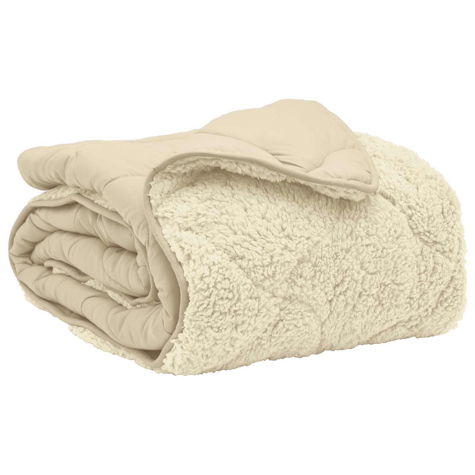 Winterbettdecke Creme 135 x 220 cm Mikrofaser und Teddy-Fleece