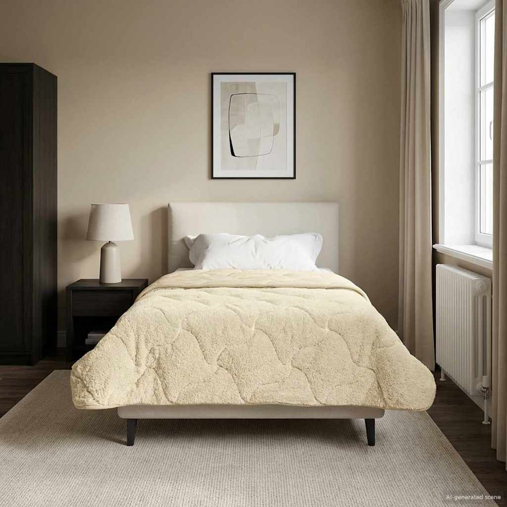 Winterbettdecke Creme 140 x 220 cm Mikrofaser und Teddy-Fleece