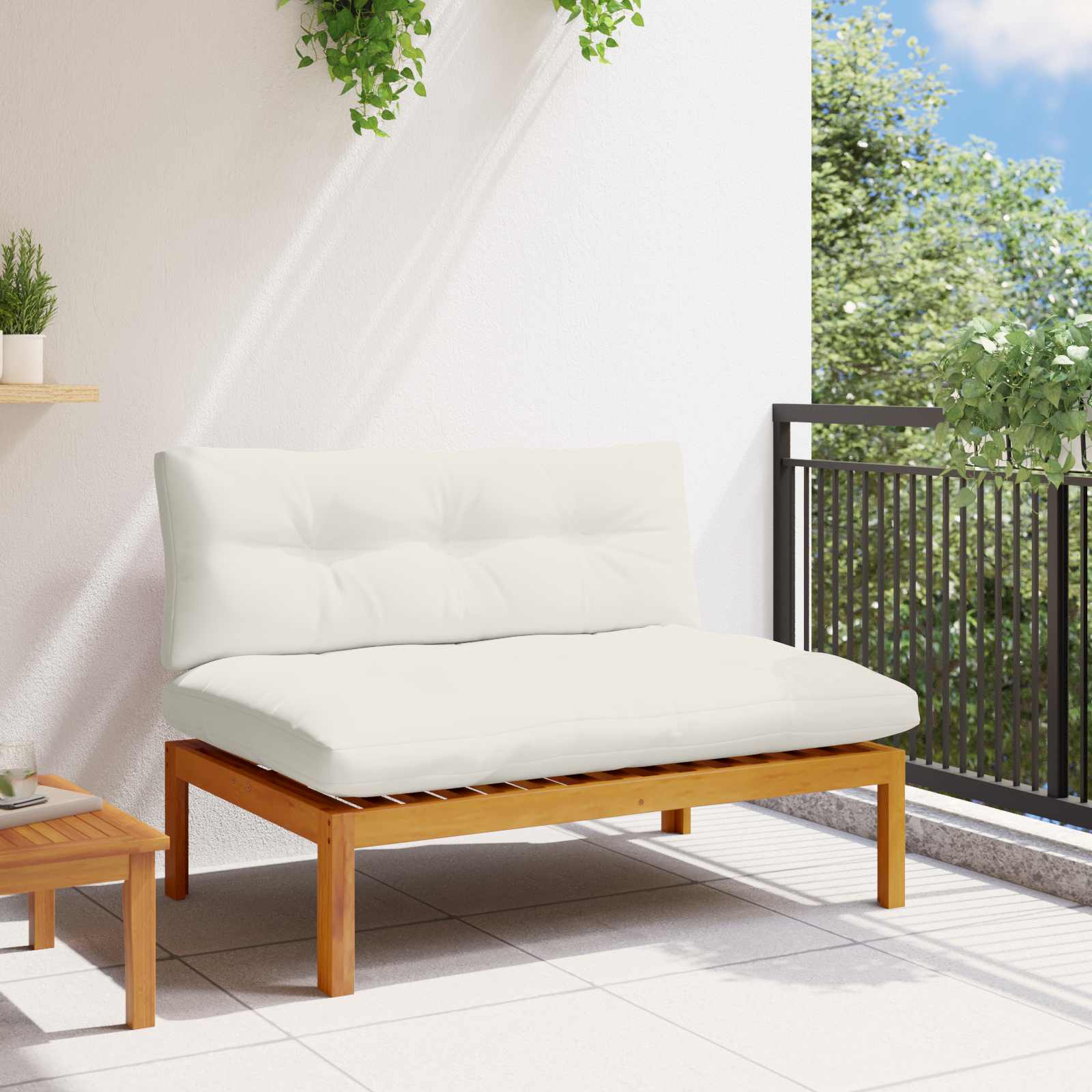 Mittelsofa Natürlich und Cremweiß Akazienholz