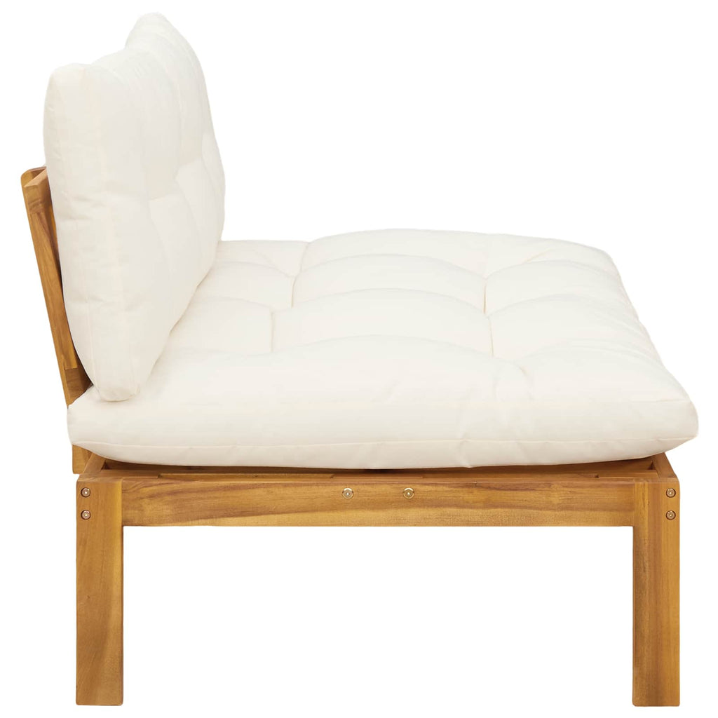 Mittelsofa Natürlich und Cremweiß Akazienholz