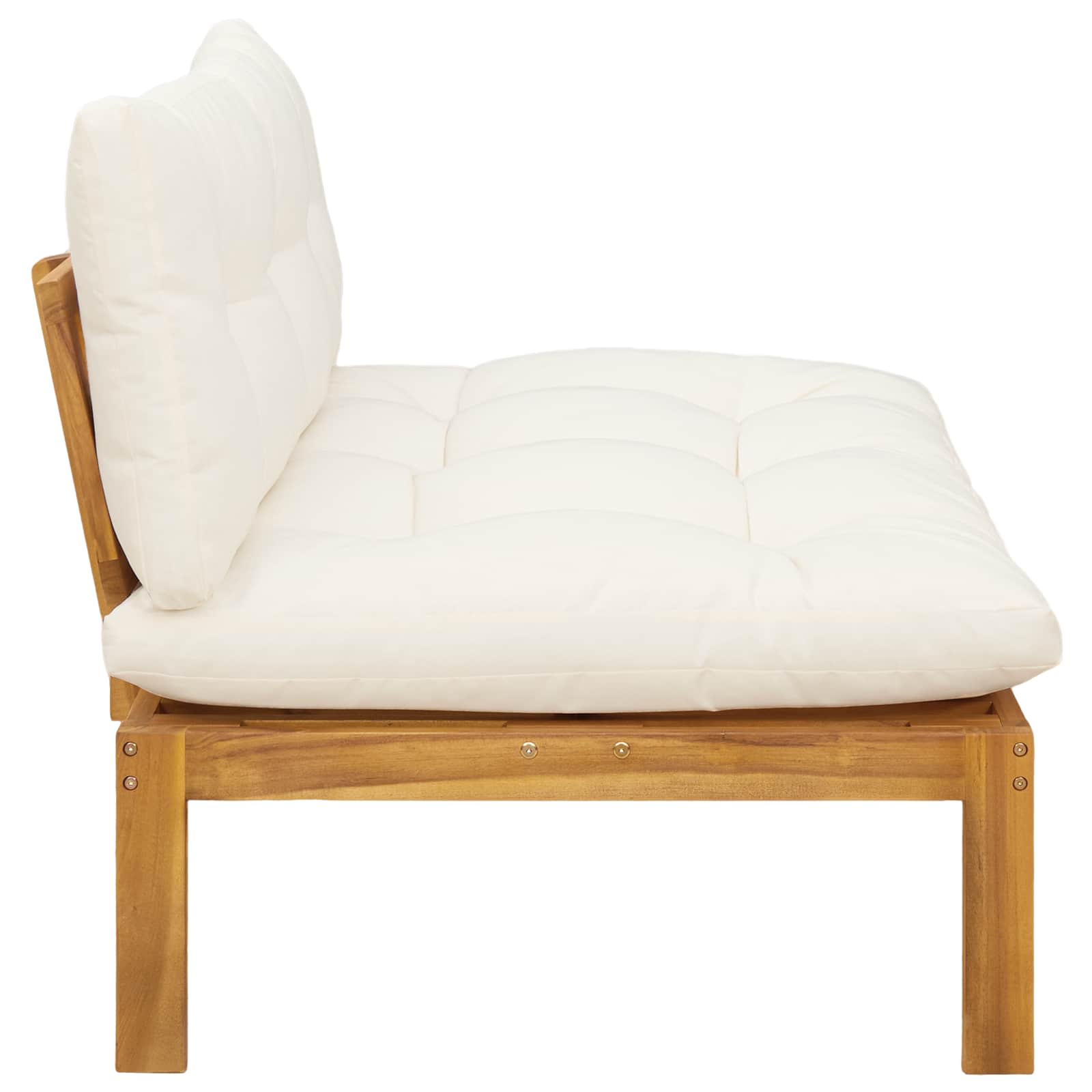 Mittelsofa Natürlich und Cremweiß Akazienholz