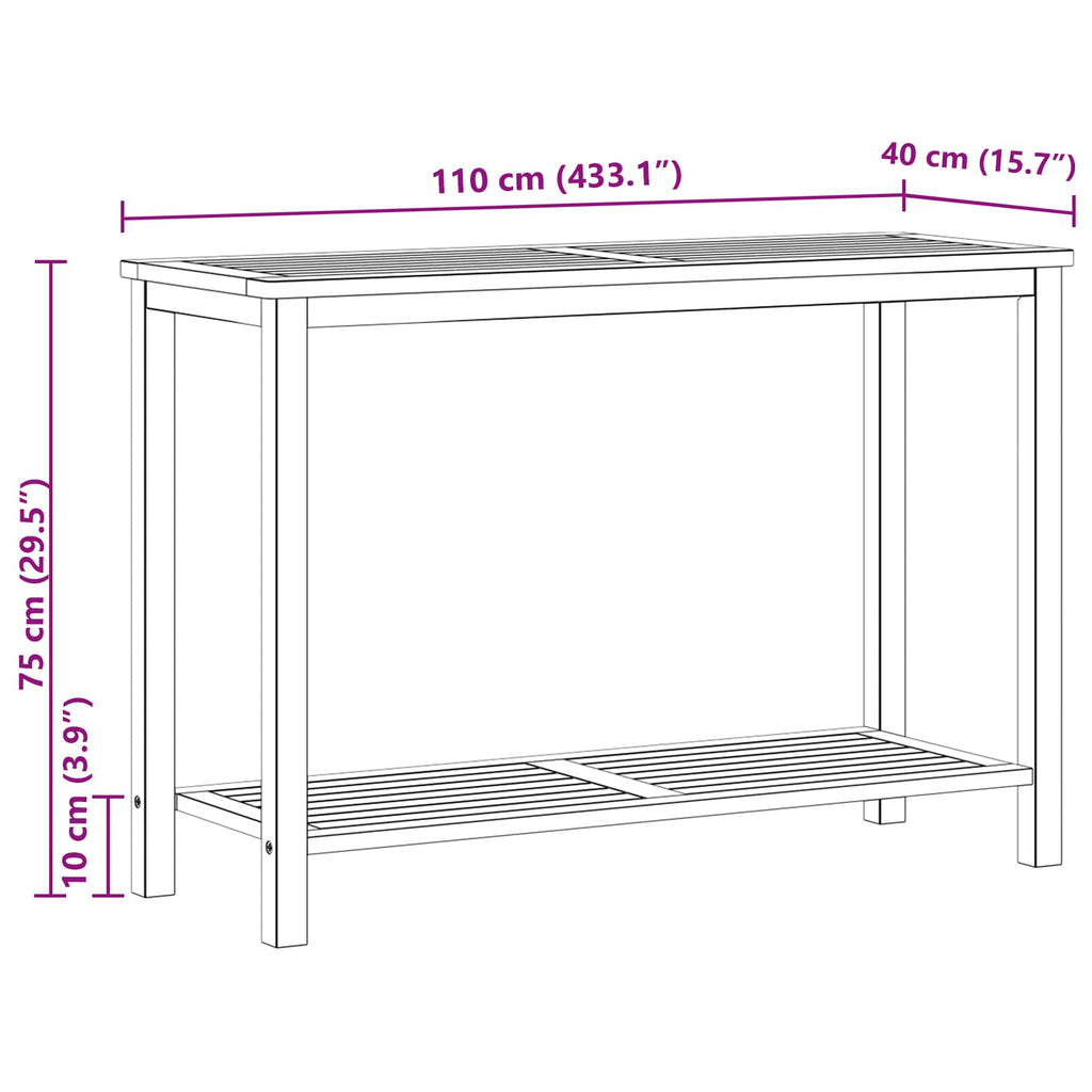 Gartenkonsole Tisch Helles Akazienholz 110 x 40 x 75 cm