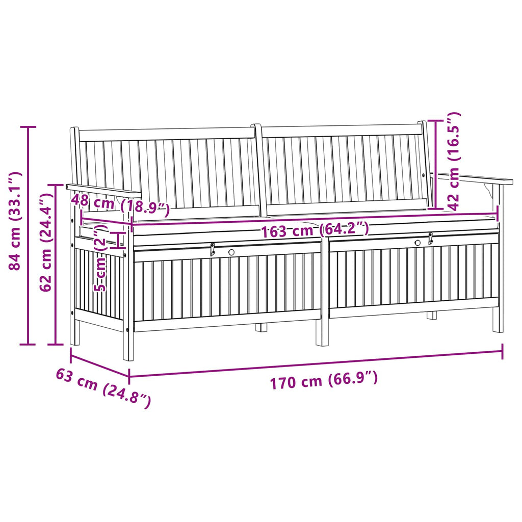 Sitzbank mit Stauraum mit Kissen mit Speicher 170 x 63 x 84 cm