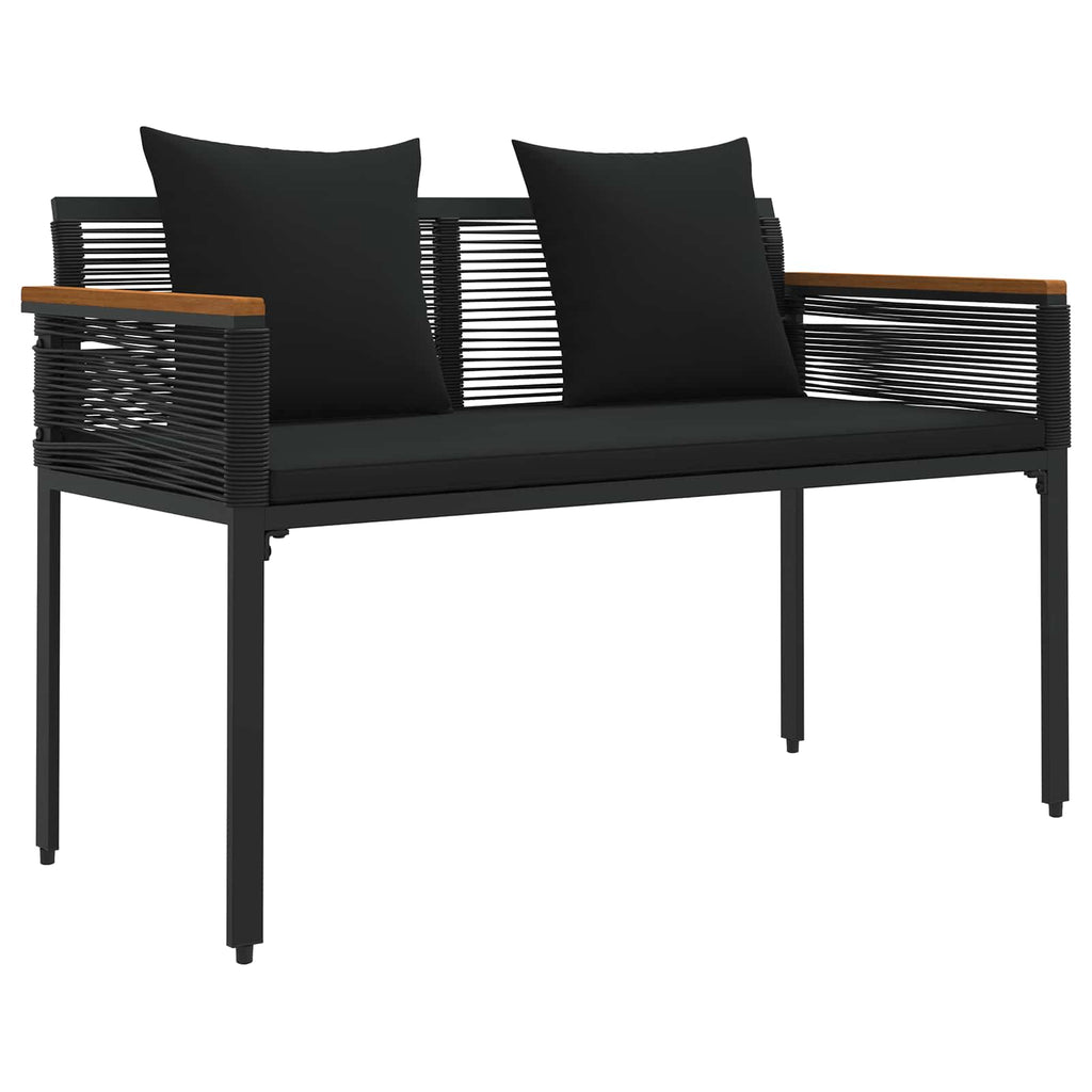 Bank Outdoor mit Kissen Schwarz 117 x 54 x 74,5 cm Poly-Rattan