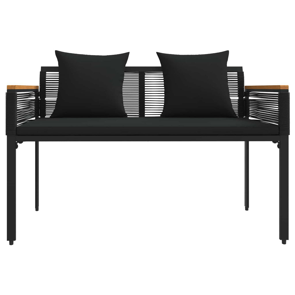 Bank Outdoor mit Kissen Schwarz 117 x 54 x 74,5 cm Poly-Rattan