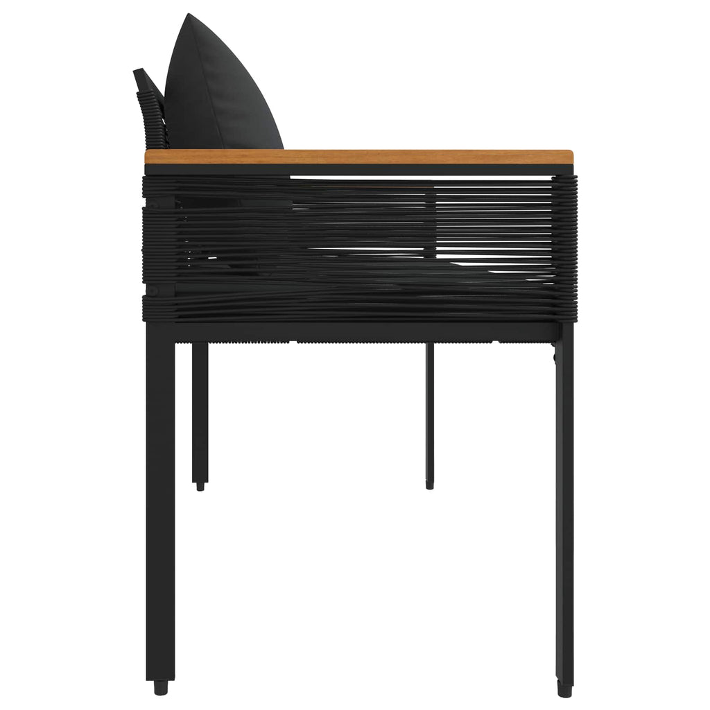 Bank Outdoor mit Kissen Schwarz 117 x 54 x 74,5 cm Poly-Rattan