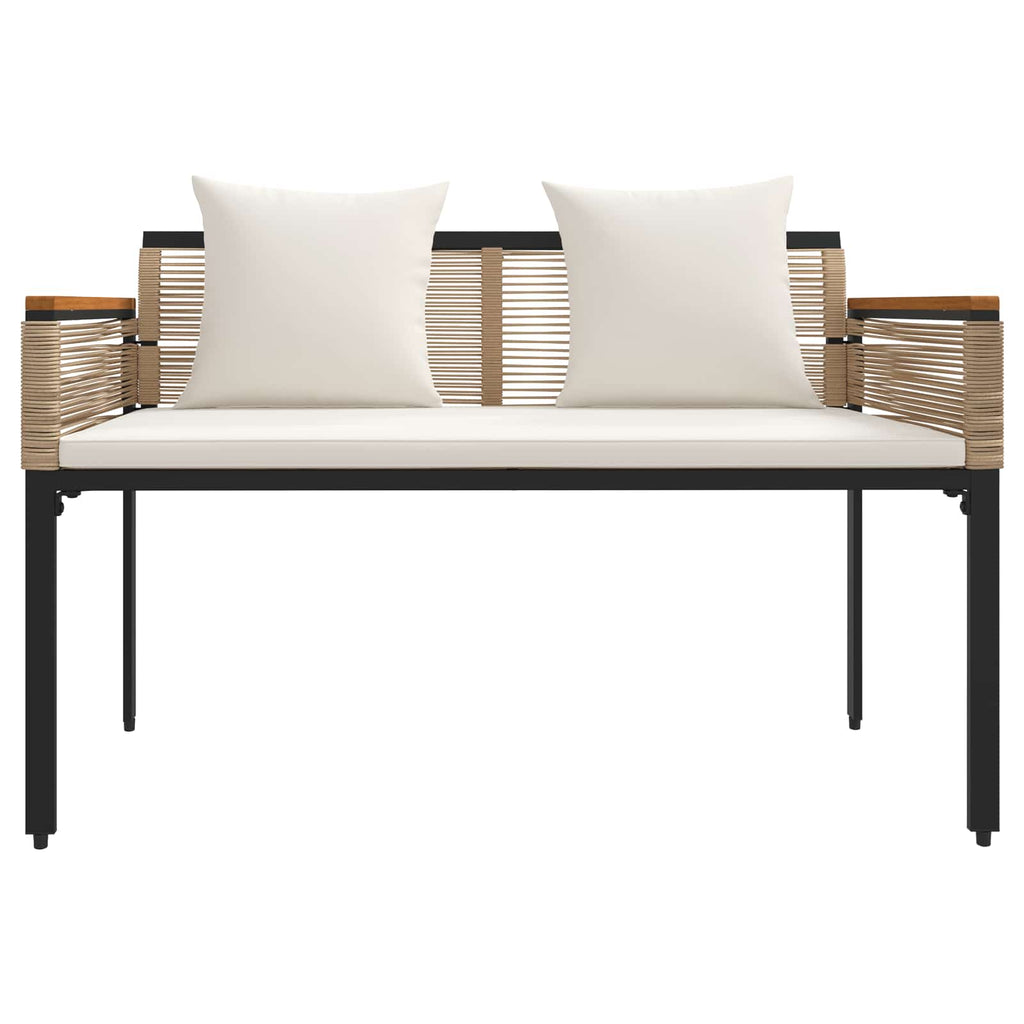 Bank Outdoor Beige und Cremeweiß 117 x 54 x 74,5 cm Poly-Rattan