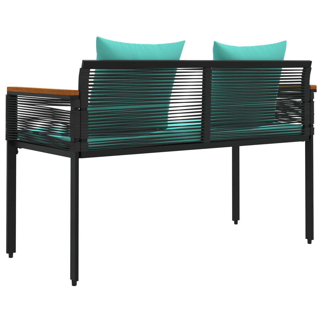 Bank Outdoor Schwarz und Türkis 117 x 54 x 74,5 cm Poly-Rattan