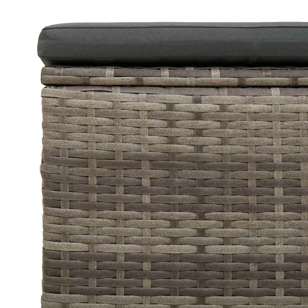 Garten-Fußhocker mit Kissen 2 Stück Grau Poly-Rattan