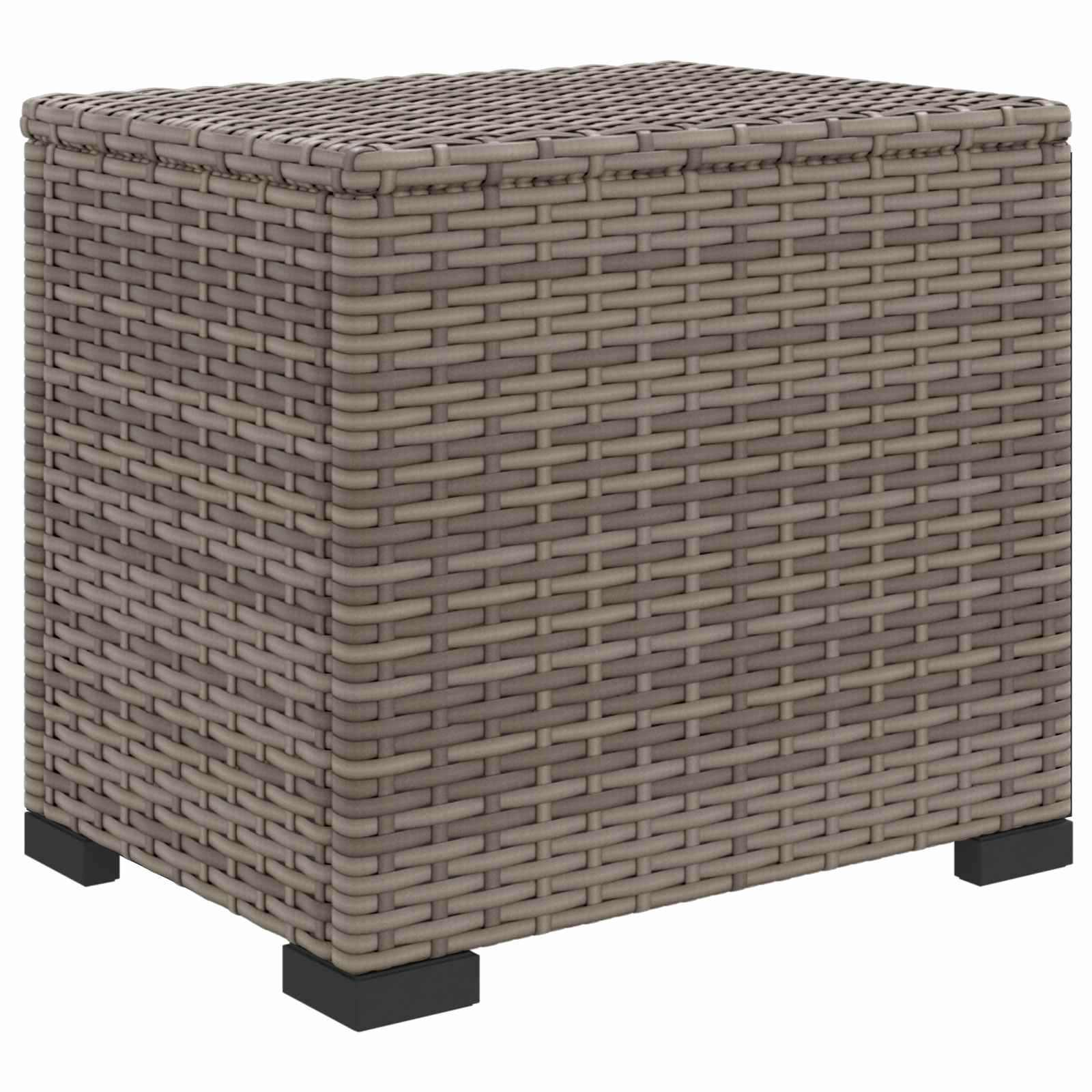 Garten-Fußhocker mit Kissen 2 Stück Grau Poly-Rattan