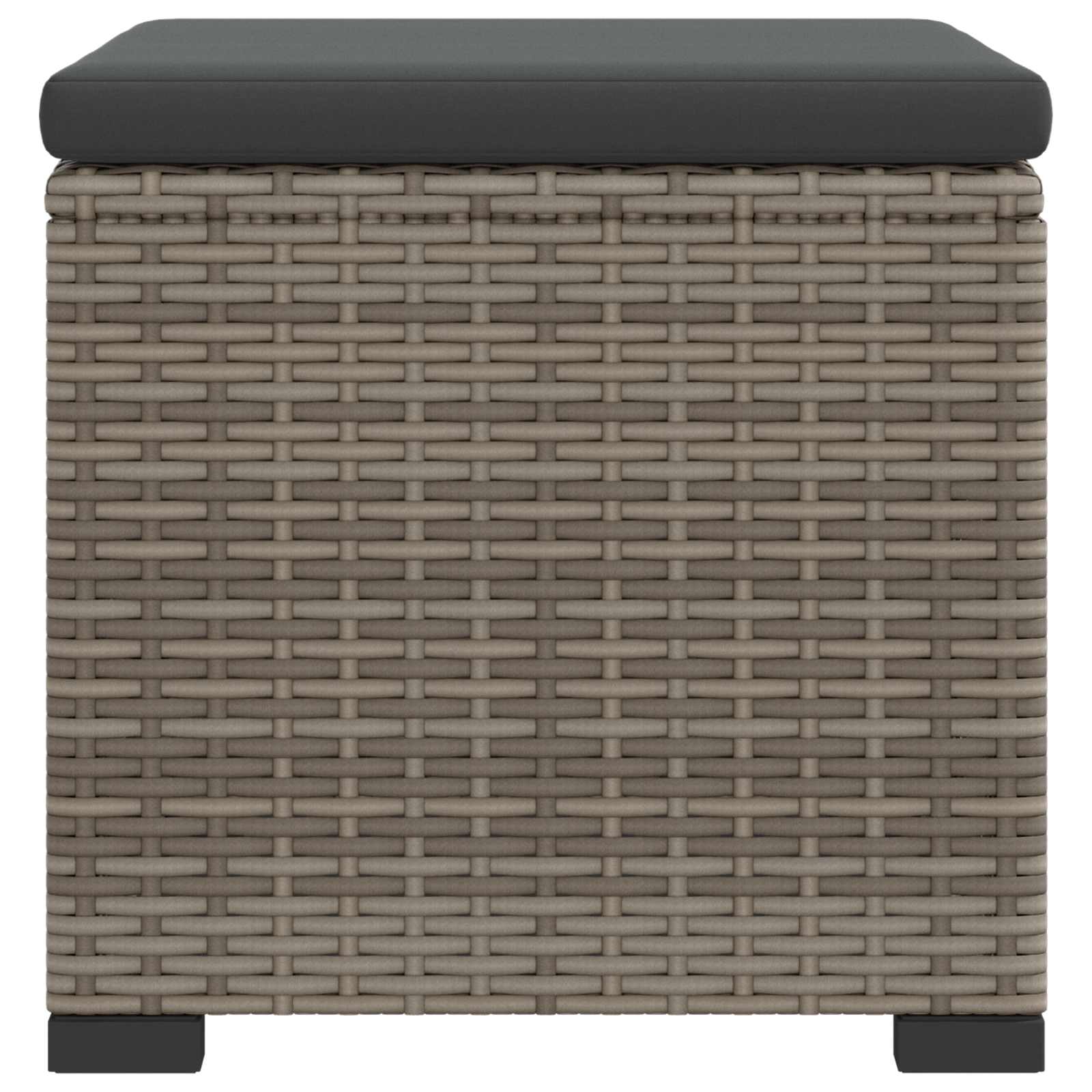 Garten-Fußhocker mit Kissen 2 Stück Grau Poly-Rattan