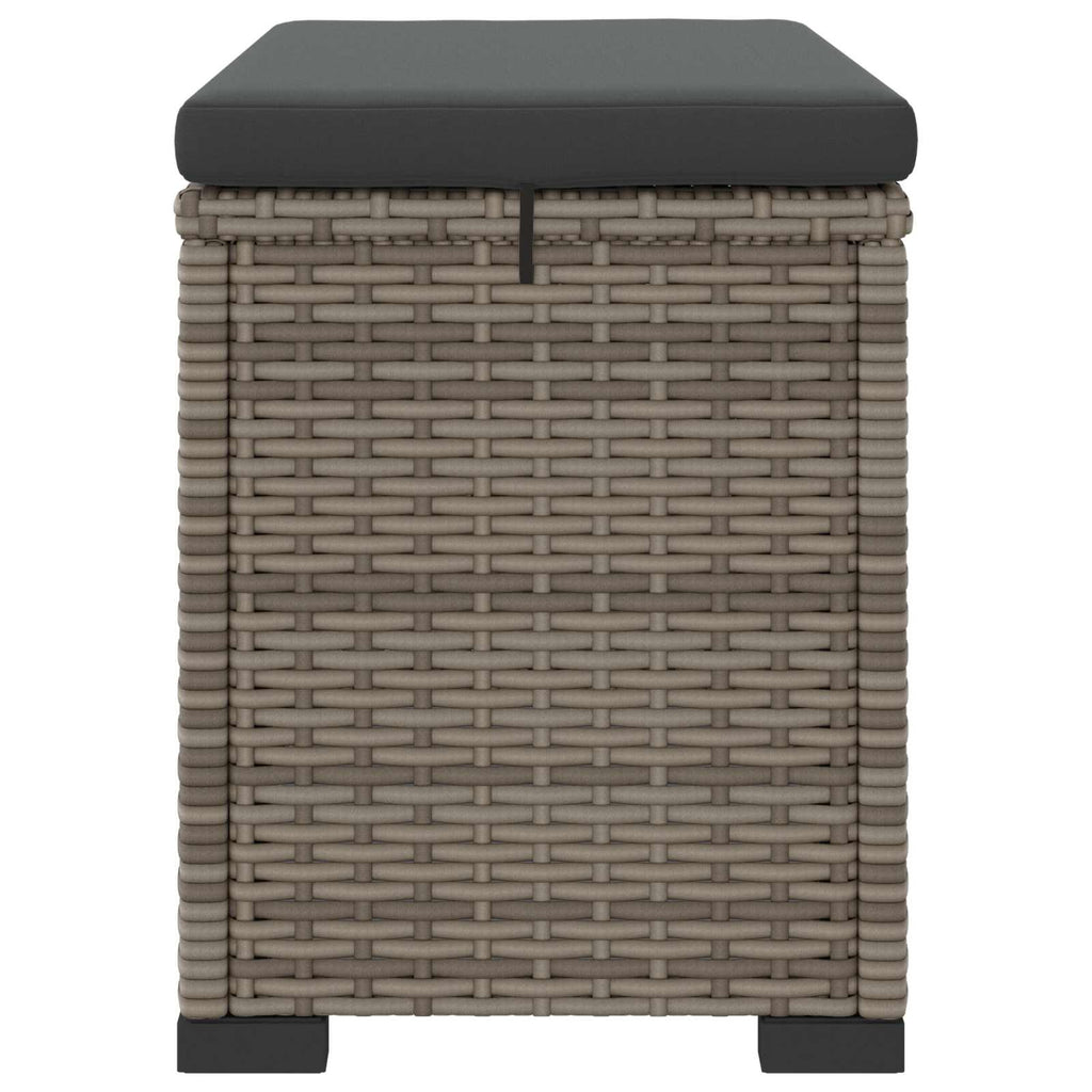 Garten-Fußhocker mit Kissen 2 Stück Grau Poly-Rattan