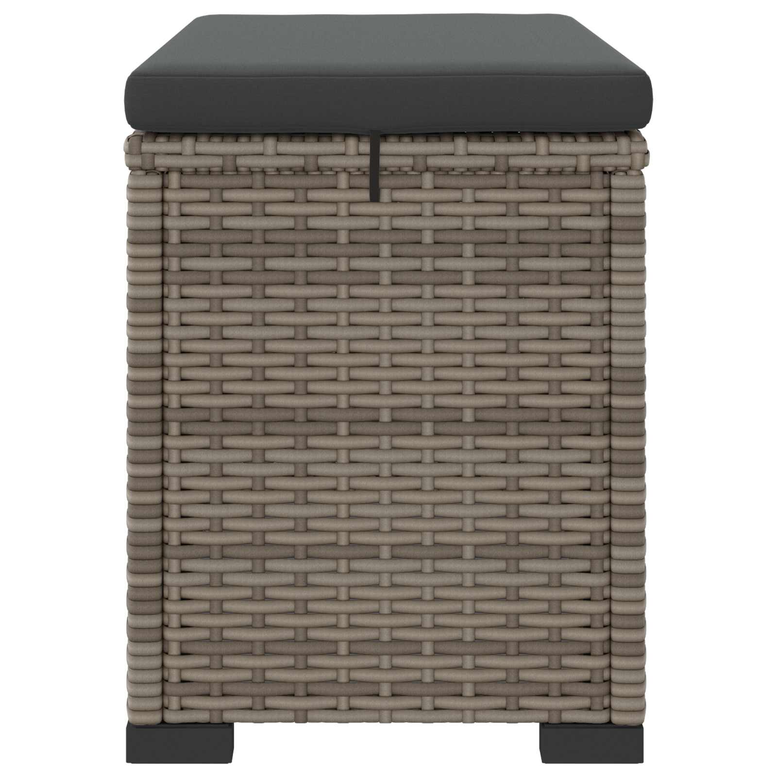 Garten-Fußhocker mit Kissen 2 Stück Grau Poly-Rattan