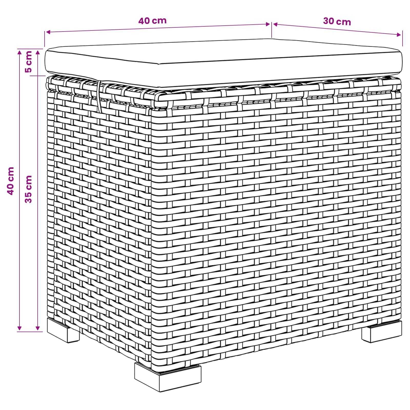 Garten-Fußhocker mit Kissen 2 Stück Grau Poly-Rattan