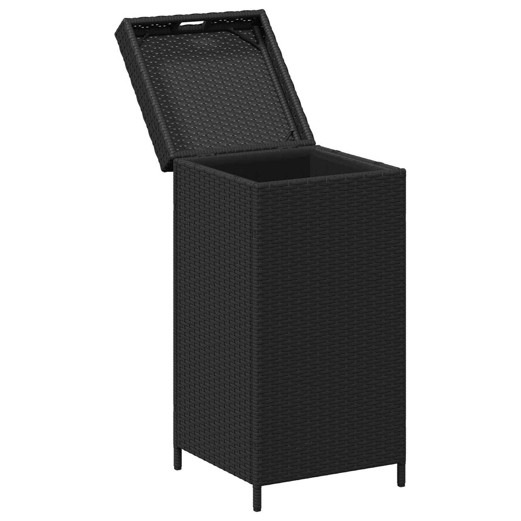 Außen-Mülltonne Schwarz 40 x 40 x 80 cm Poly-Rattan