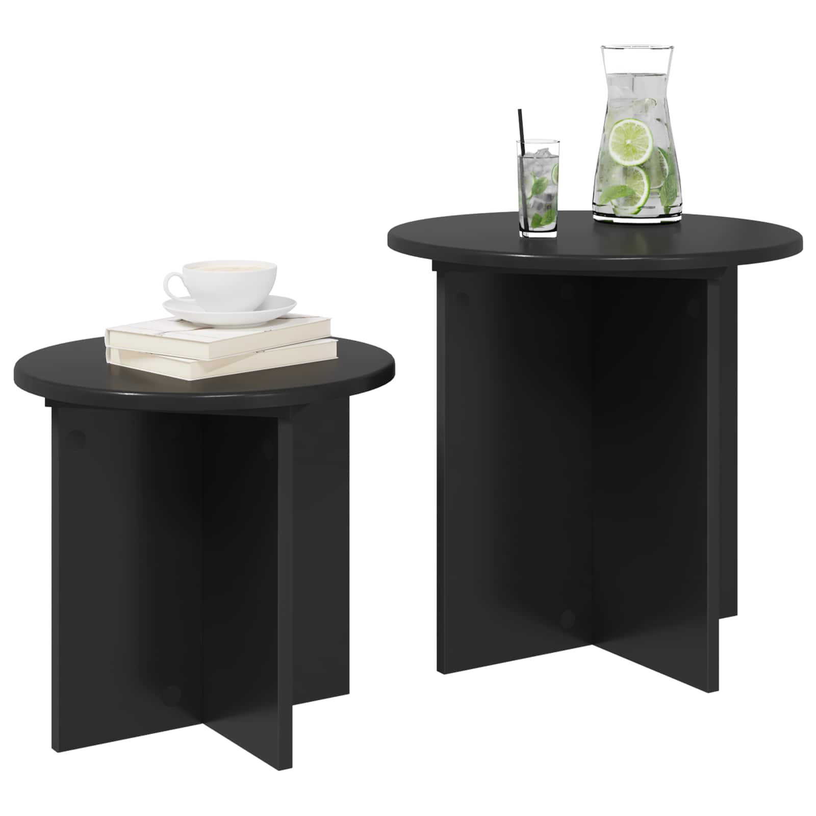 Beistelltisch-Set 2 pcs Schwarze Eiche Holzwerkstoff
