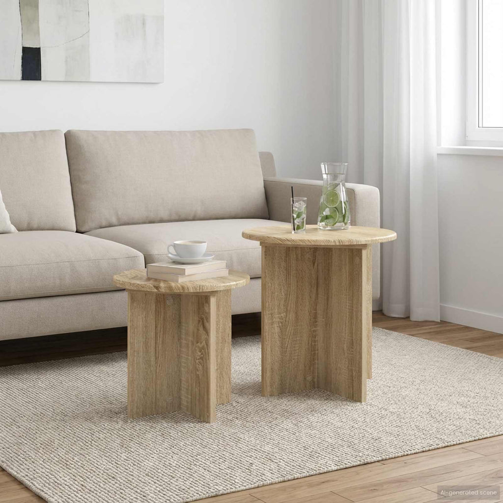 Beistelltisch-Set mit Speicher 2 pcs Sonoma-Eiche Holzwerkstoff