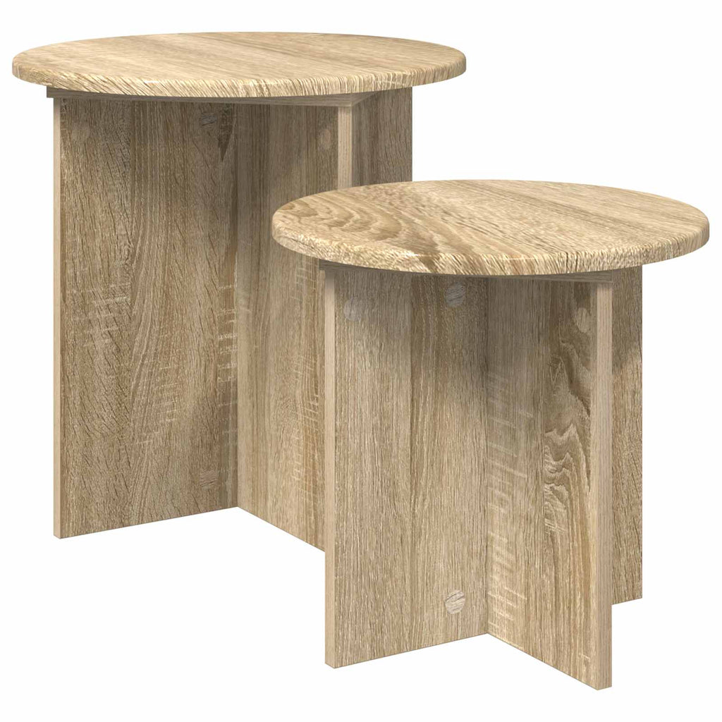 Beistelltisch-Set mit Speicher 2 pcs Sonoma-Eiche Holzwerkstoff