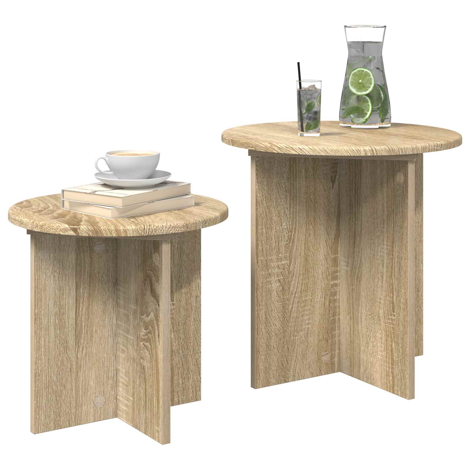 Beistelltisch-Set mit Speicher 2 pcs Sonoma-Eiche Holzwerkstoff