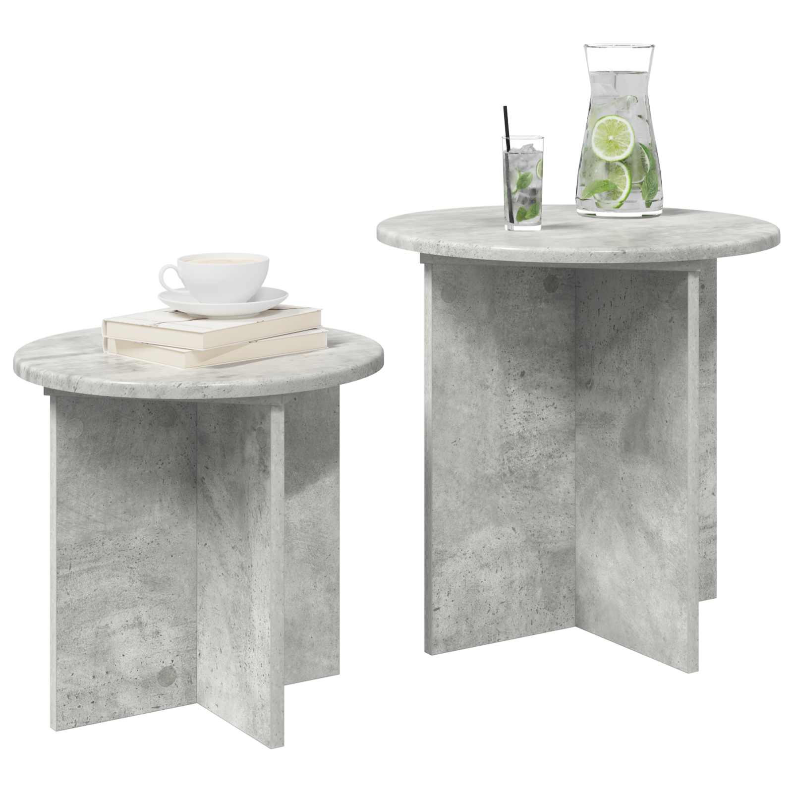Beistelltisch-Set mit Speicher 2 pcs Betongrau Holzwerkstoff
