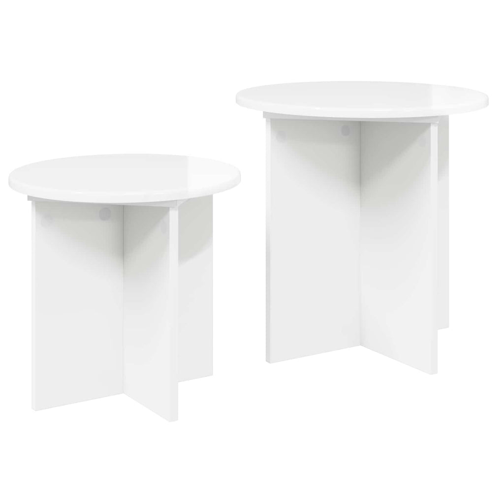 Beistelltisch-Set 2 pcs Hochglanz Weiß Holzwerkstoff