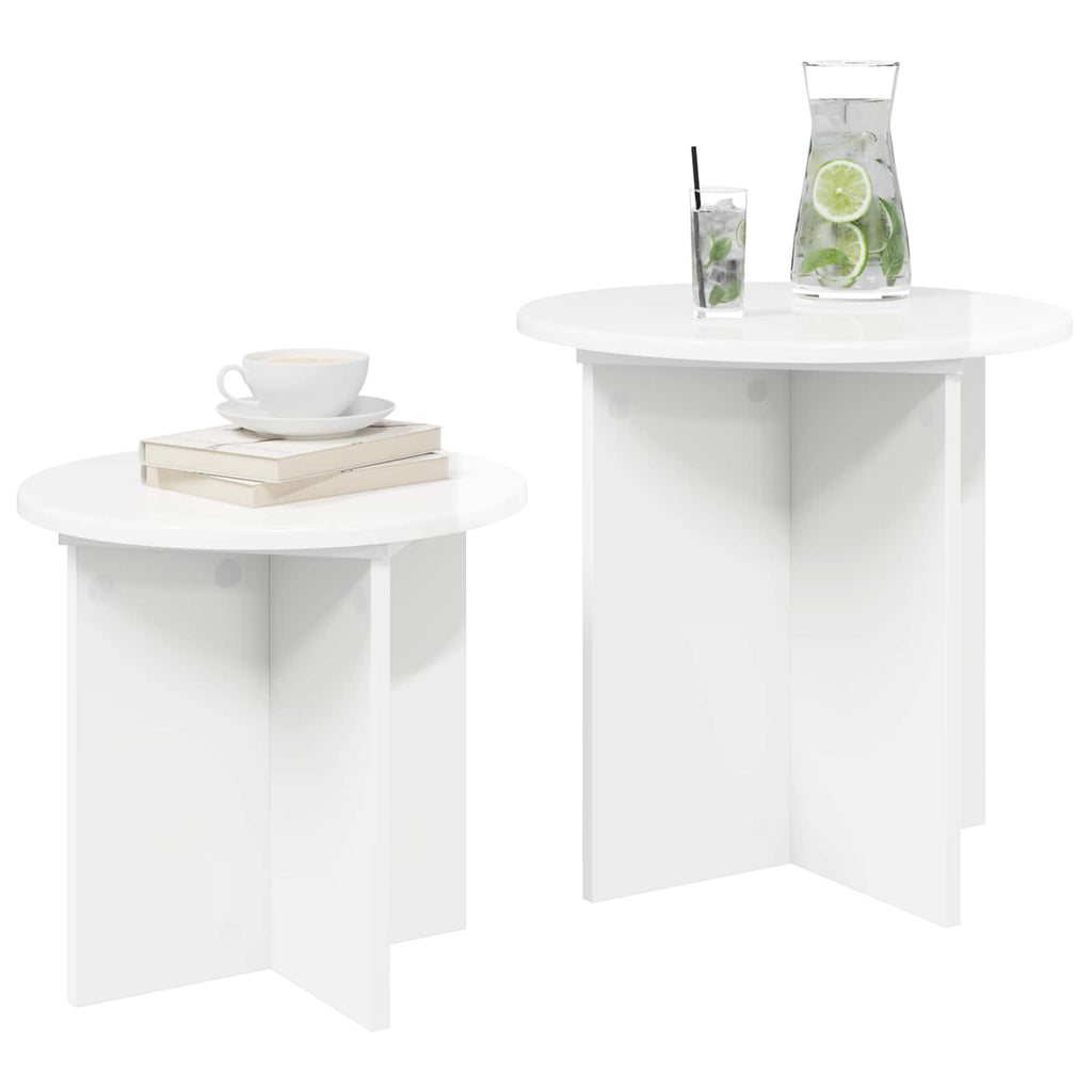 Beistelltisch-Set 2 pcs Hochglanz Weiß Holzwerkstoff