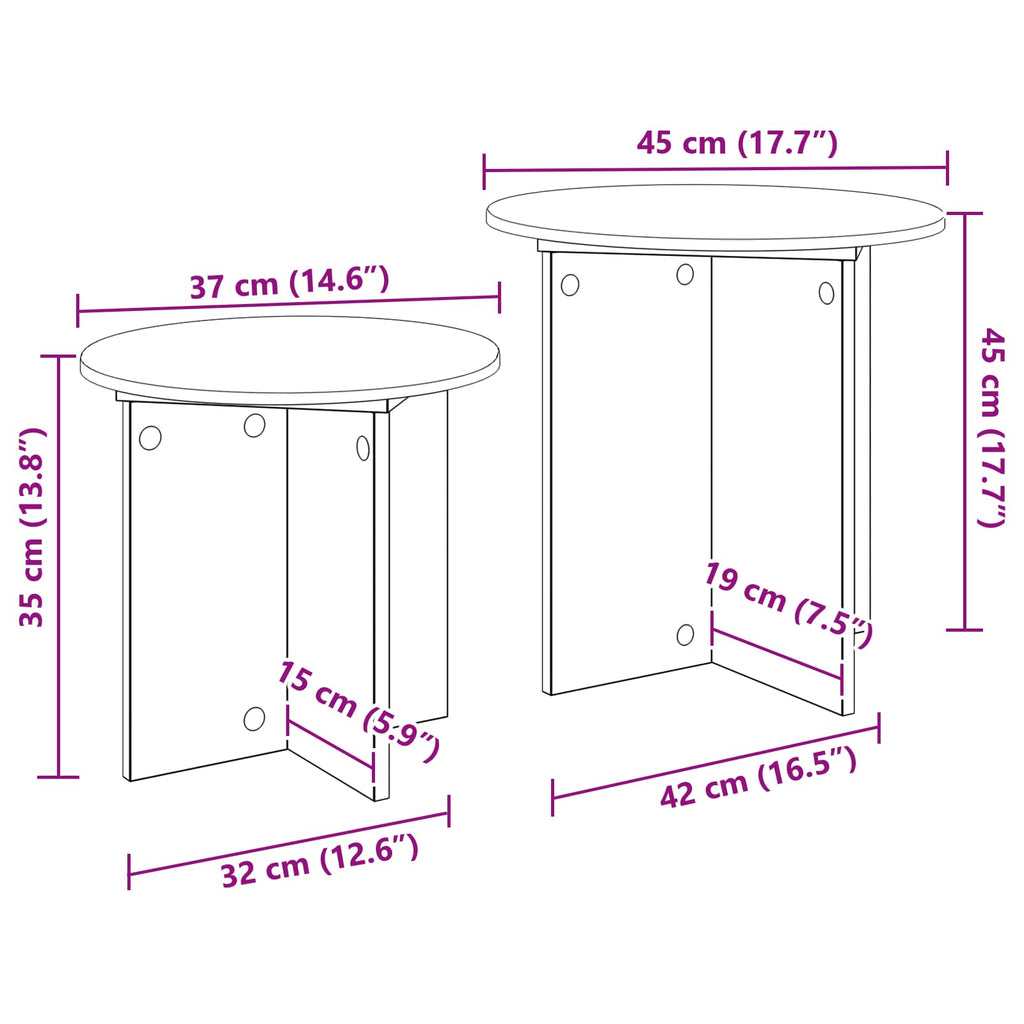 Beistelltisch-Set 2 pcs Altholz Holzwerkstoff