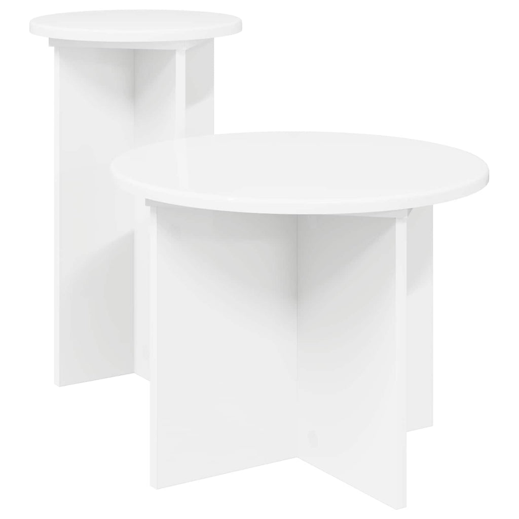 Beistelltisch-Set mit Speicher 2 pcs Weiß Holzwerkstoff