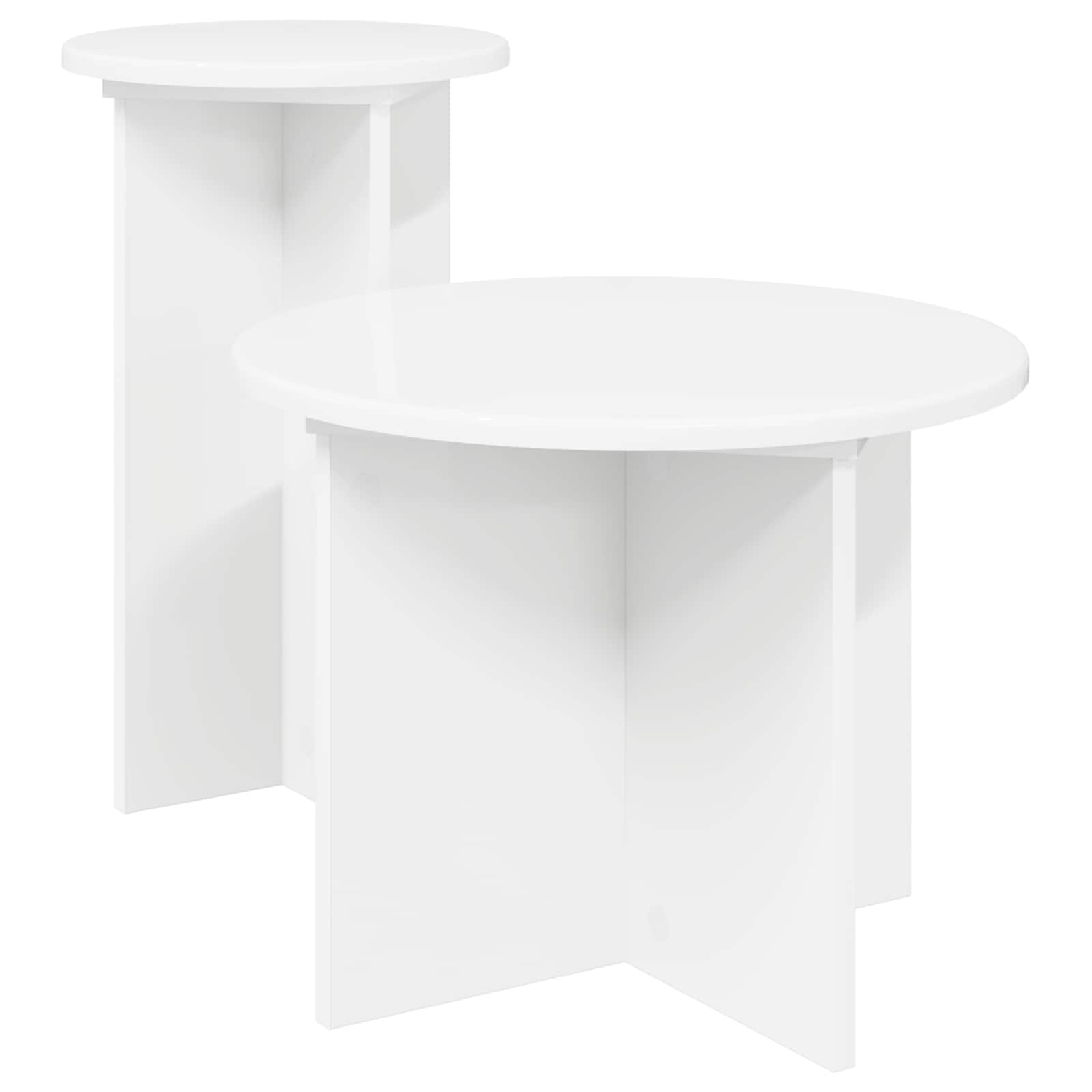 Beistelltisch-Set mit Speicher 2 pcs Weiß Holzwerkstoff