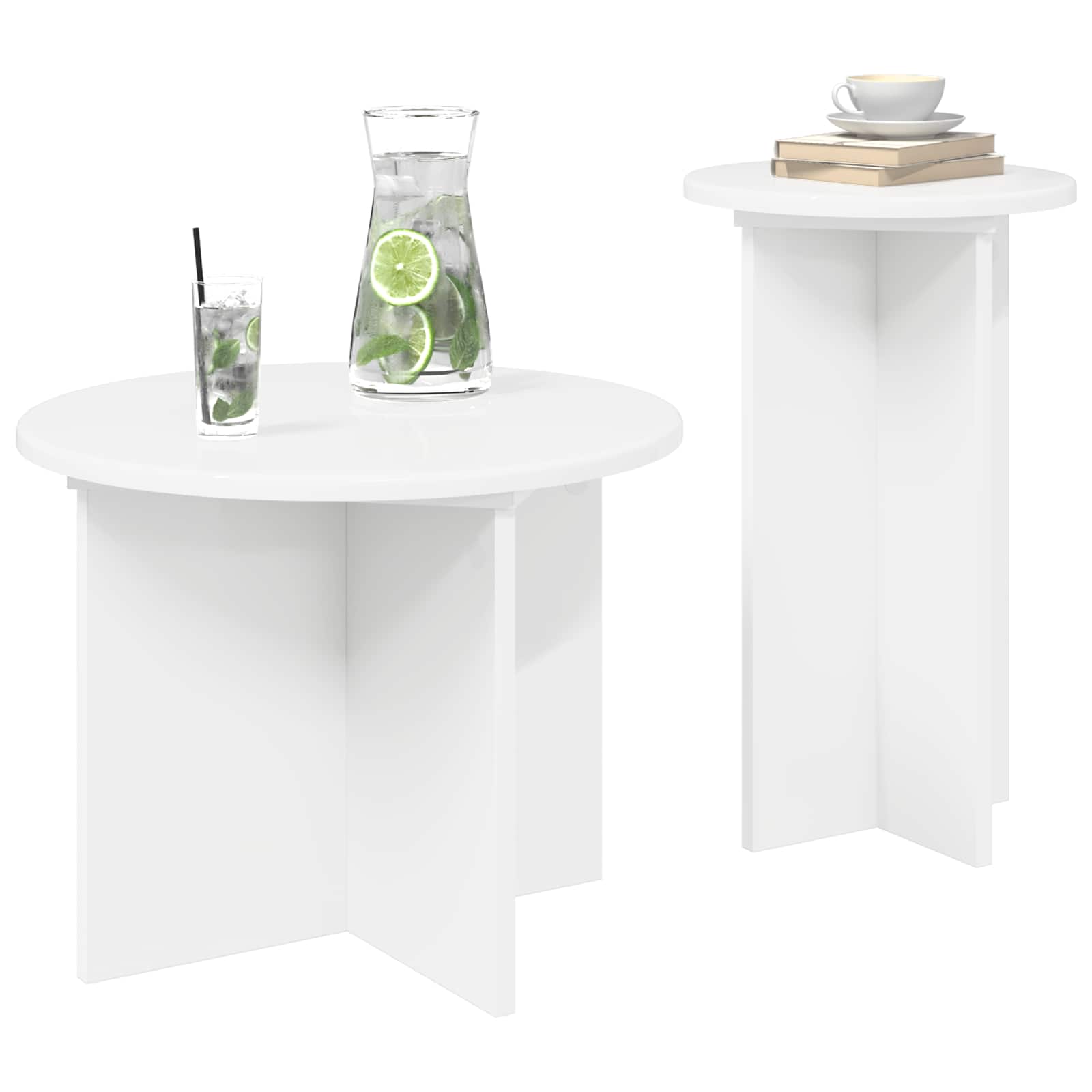 Beistelltisch-Set mit Speicher 2 pcs Weiß Holzwerkstoff