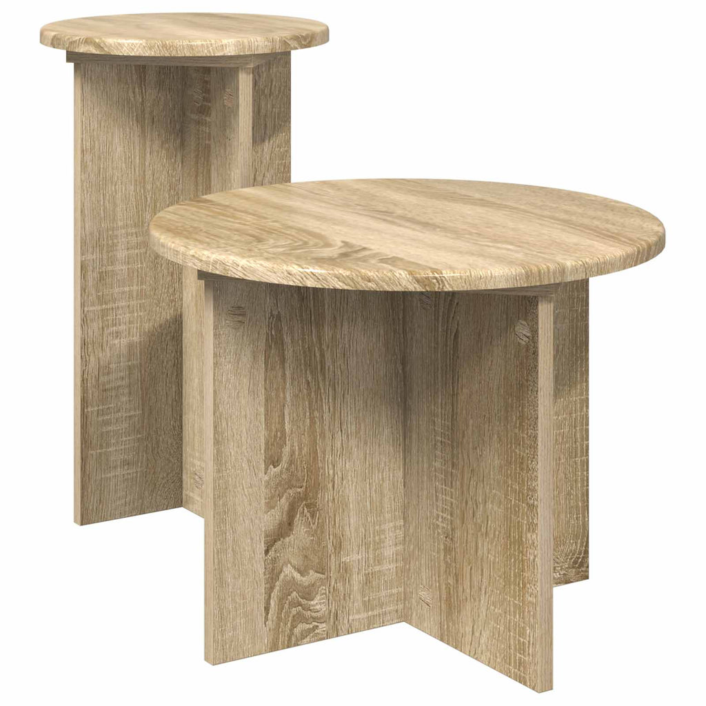 Beistelltisch-Set mit Speicher 2 pcs Sonoma-Eiche Holzwerkstoff