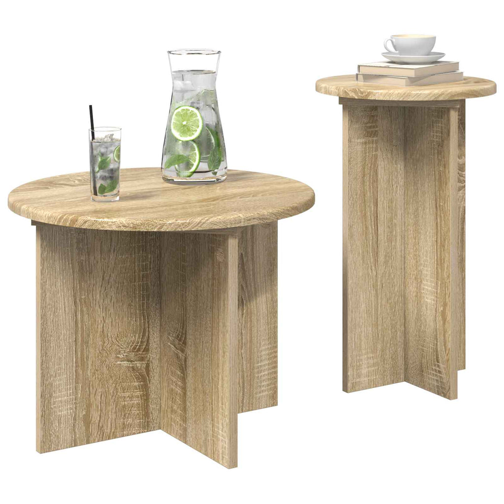 Beistelltisch-Set mit Speicher 2 pcs Sonoma-Eiche Holzwerkstoff