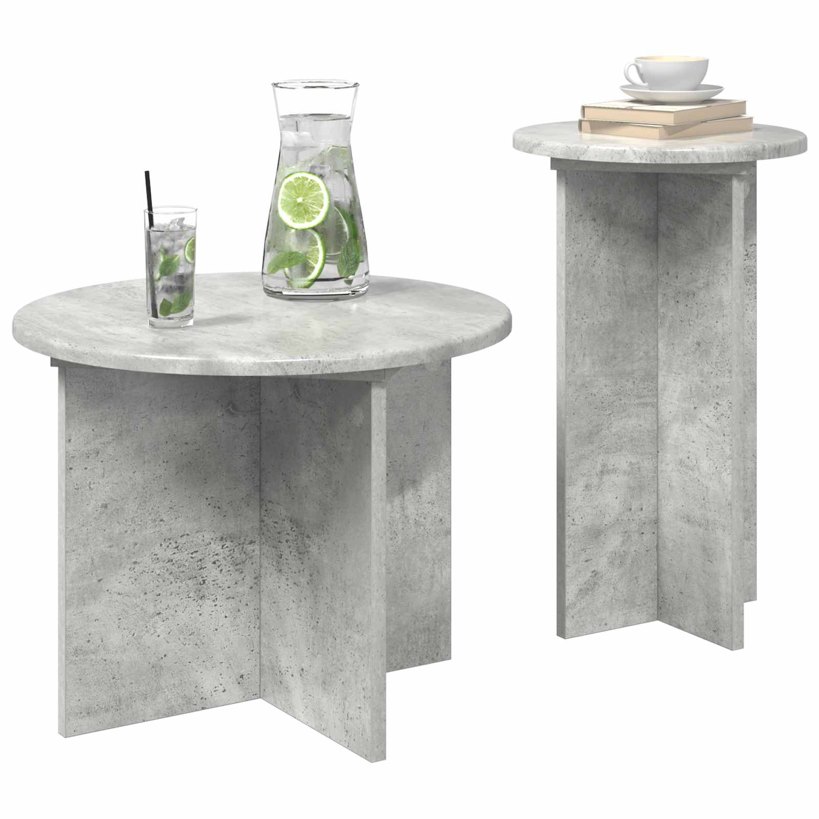 Beistelltisch-Set mit Speicher 2 pcs Betongrau Holzwerkstoff