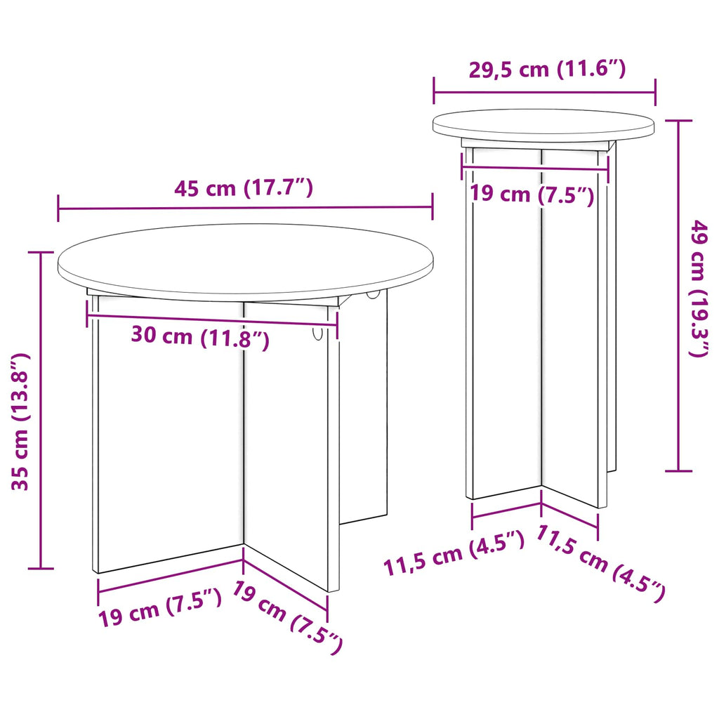 Beistelltisch-Set mit Speicher 2 pcs Betongrau Holzwerkstoff