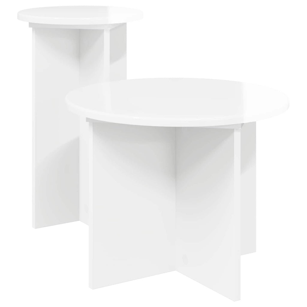 Beistelltisch-Set 2 pcs Hochglanz Weiß Holzwerkstoff