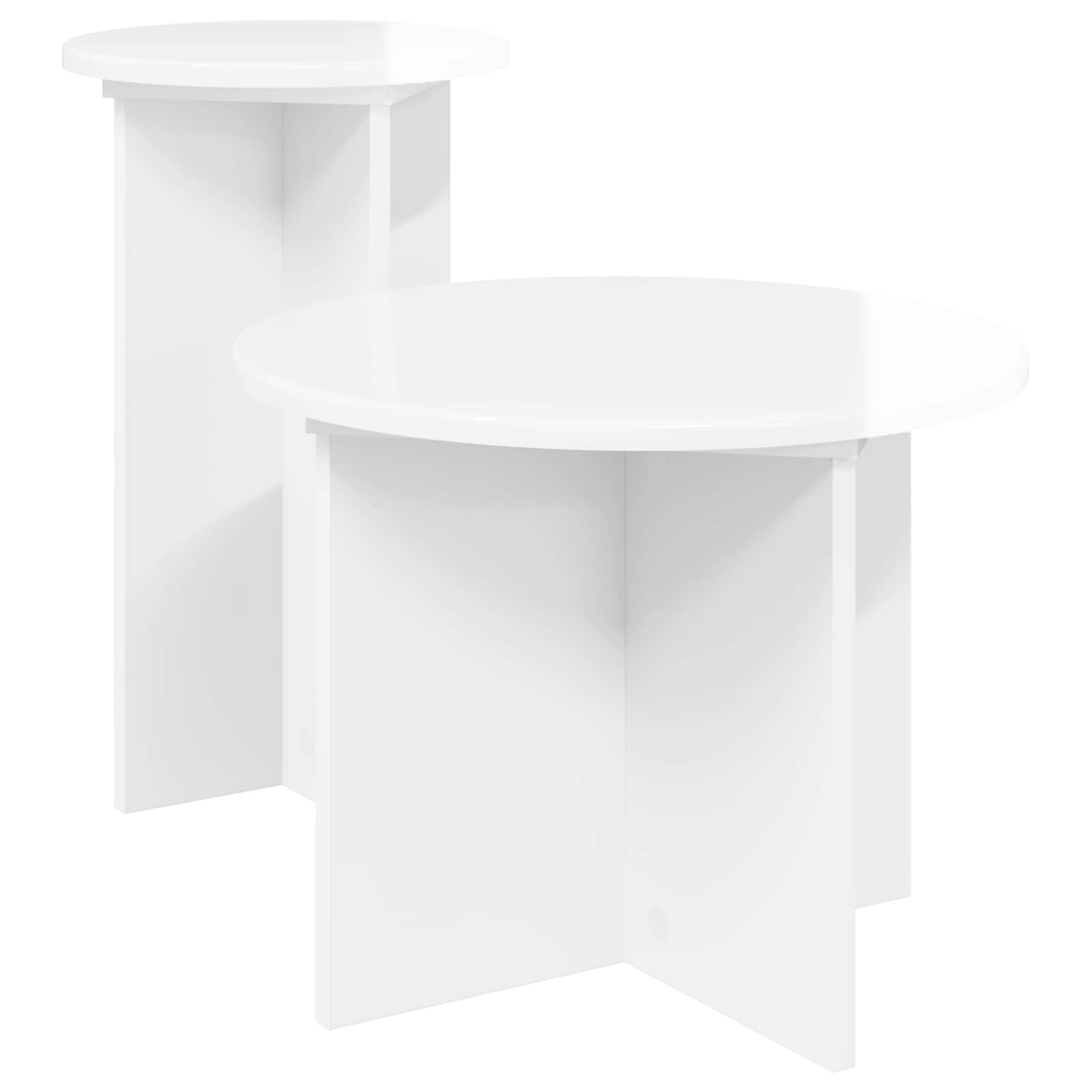 Beistelltisch-Set 2 pcs Hochglanz Weiß Holzwerkstoff