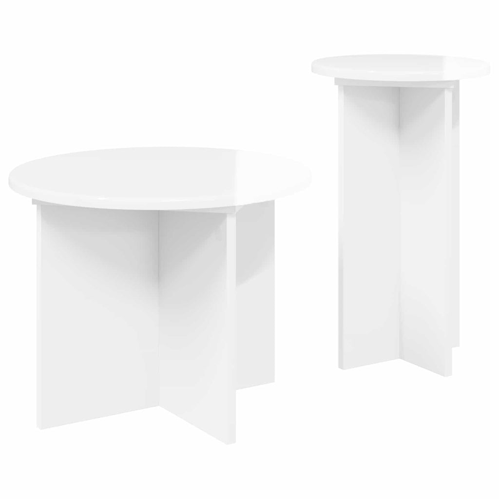Beistelltisch-Set 2 pcs Hochglanz Weiß Holzwerkstoff