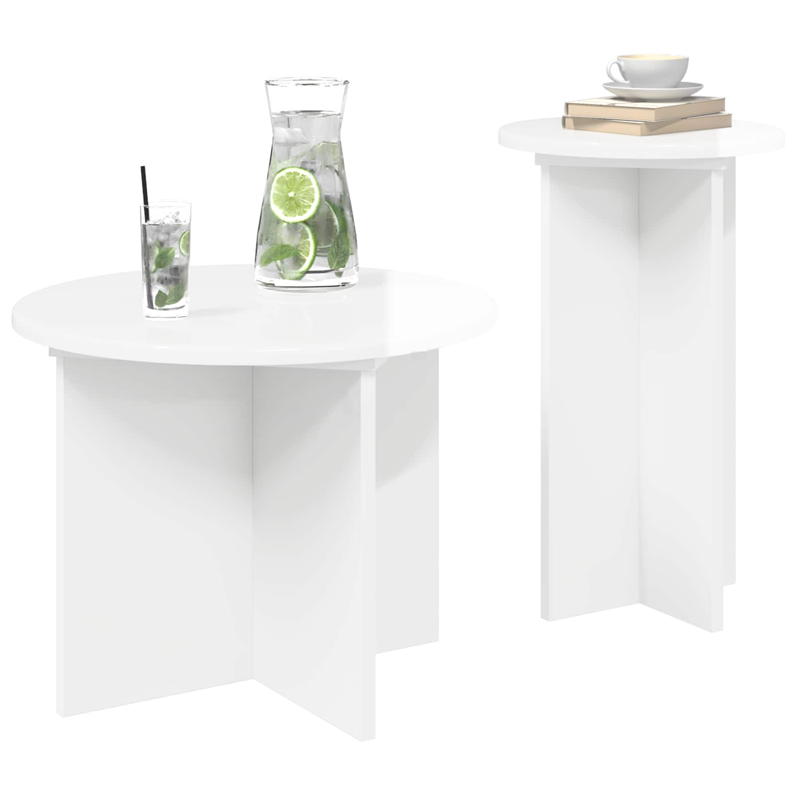 Beistelltisch-Set 2 pcs Hochglanz Weiß Holzwerkstoff