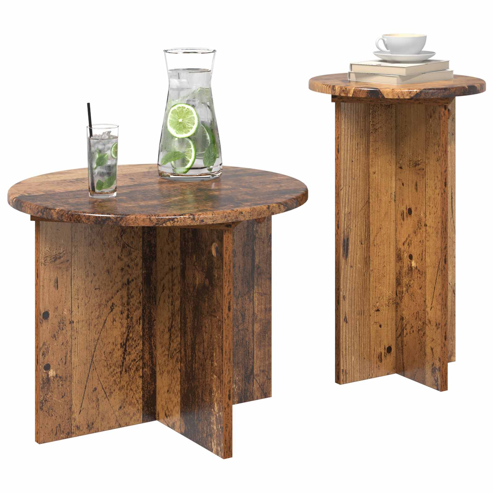 Beistelltisch-Set mit Speicher 2 pcs Altholz Holzwerkstoff