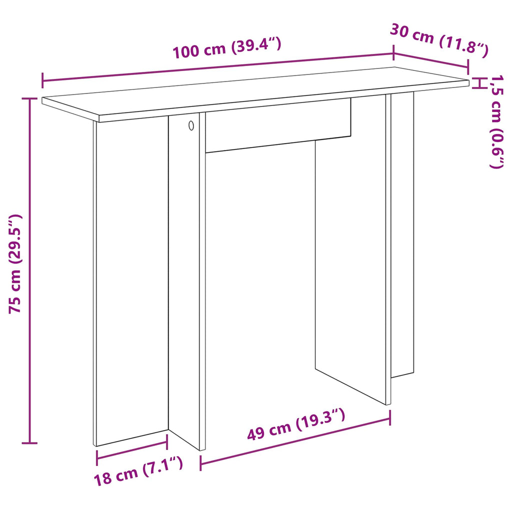 Konsolentisch Sonoma-Eiche 100 x 30 x 75 cm Holzwerkstoff