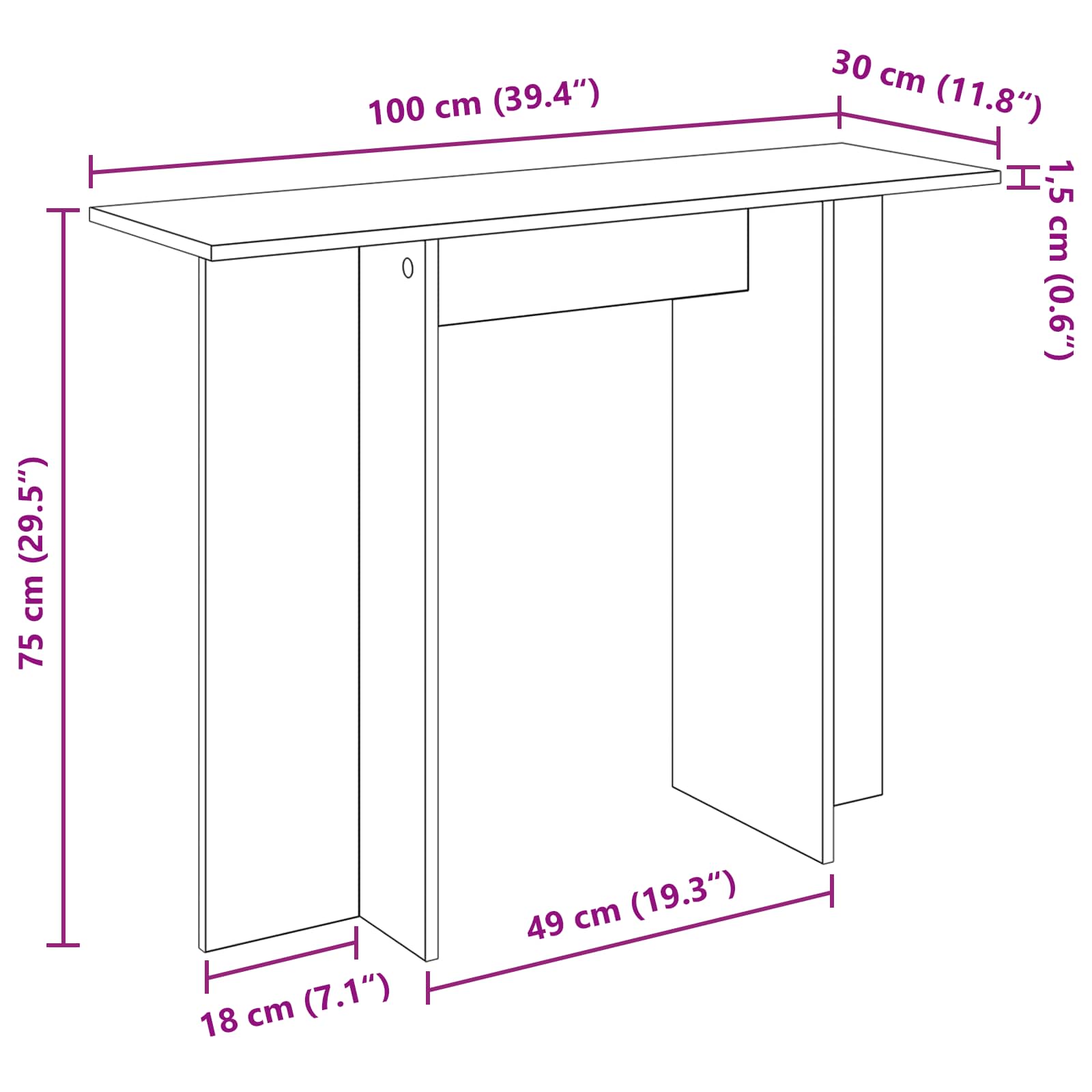 Konsolentisch Graues Sonoma 100 x 30 x 75 cm Holzwerkstoff